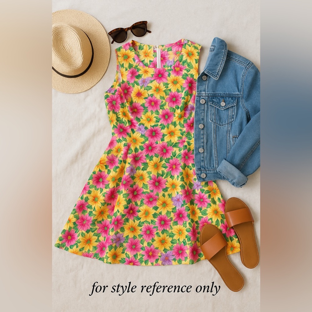 🌼 Made in Italy Silk Floral Dress – Size IT 40 (US Small) – A-Line Fit & Flare